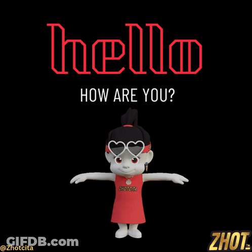 Cartoon Character In Heart Sunglasses Saying Hello GIF