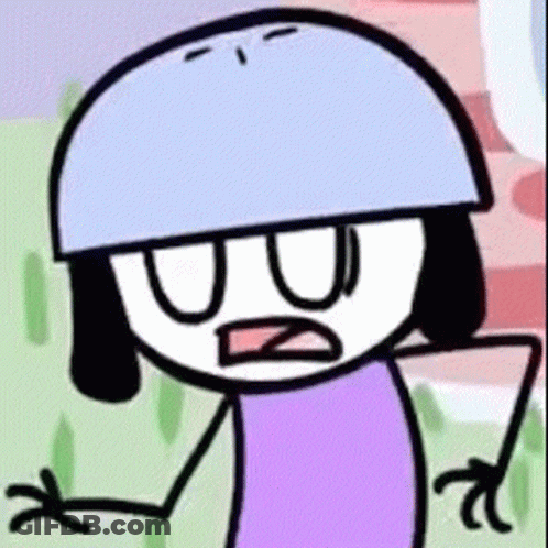 Cartoon Character In Helmet Purple Shirt Funny Face GIF