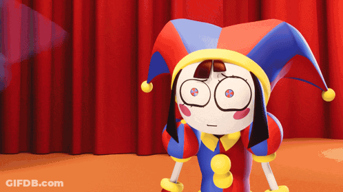 Cartoon Character In Jester Hat Making Funny Face GIF