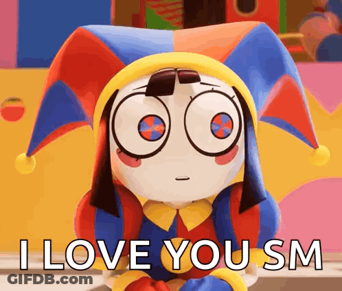 Cartoon Character In Jester Hat Saying I Love You Sm GIF