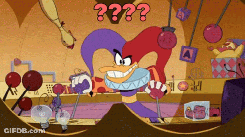 Cartoon Character In Jester Hat With Question Mark GIF
