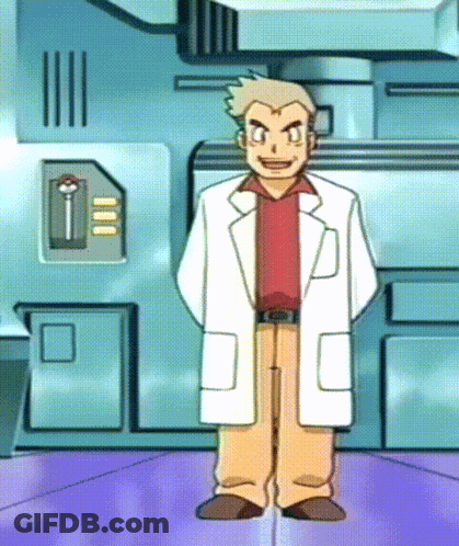 Cartoon Character In Lab Coat Smiling In Front Of Machine GIF