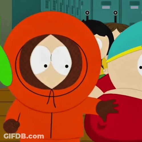 Cartoon Character In Orange Hoodie Standing Next To Another GIF