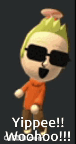Cartoon Character In Orange Shirt Saying Yippee Woohoo GIF