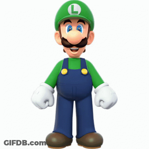 Cartoon Character In Overalls And Green Hat With Letter L GIF