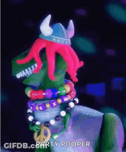 Cartoon Character In Party Pooper Hat GIF