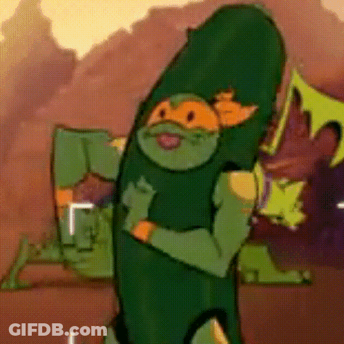 Cartoon Character In Pickle Costume GIF