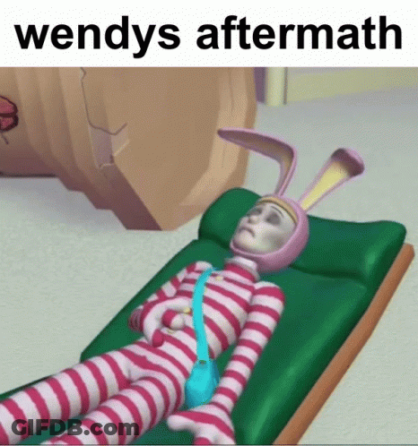 Cartoon Character In Pink And White Striped Outfit Laying On Bed GIF