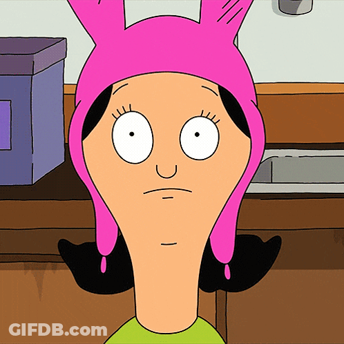Cartoon Character In Pink Bunny Hat Making Funny Face GIF