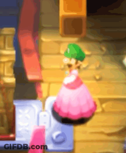 Cartoon Character In Pink Dress And Green Hat GIF