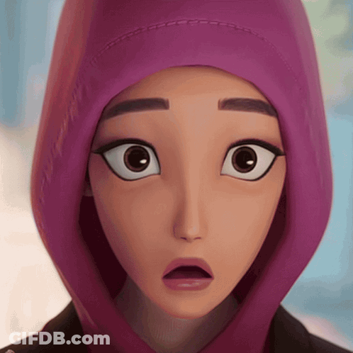 Cartoon Character In Pink Hoodie Close Up GIF