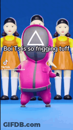 Cartoon Character In Pink Suit Boi TS Is Tuff GIF