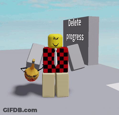 Cartoon Character In Plaid Shirt Saying Delete Progress GIF