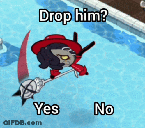 Cartoon Character In Pool Drop Him Yes No GIF