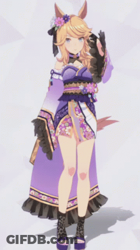 Cartoon Character In Purple And Gold Dress GIF