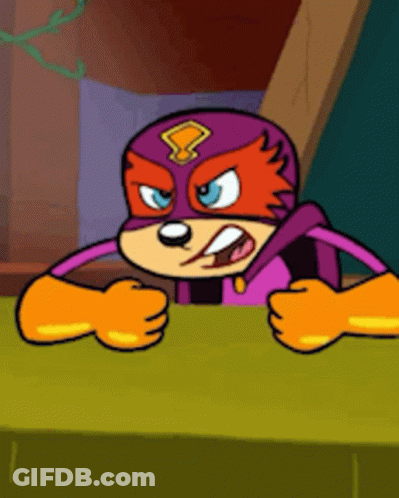 Cartoon Character In Purple And Orange Superhero Costume Number 8 GIF
