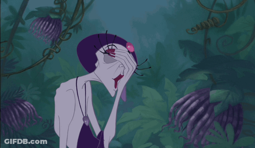 Cartoon Character In Purple Dress Screaming With Red Nails GIF
