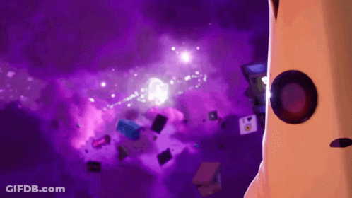 Cartoon Character In Purple Galaxy GIF