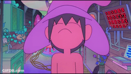 Cartoon Character In Purple Grid Hat GIF