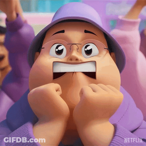 Cartoon Character In Purple Hat And Glasses Surprised GIF