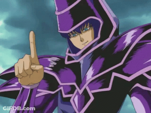 Cartoon Character In Purple Outfit Pointing Finger Up GIF