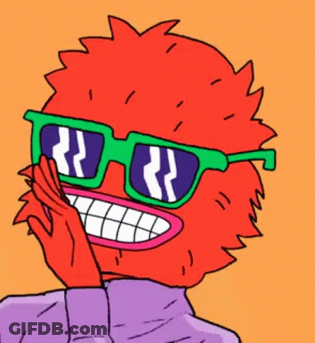 Cartoon Character In Purple Shirt And Sunglasses GIF