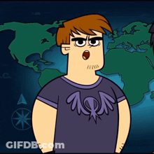 Cartoon Character In Purple Shirt With Wings GIF