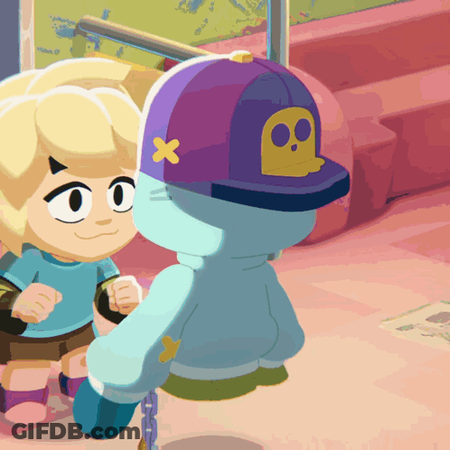 Cartoon Character In Purple Skull Hat GIF