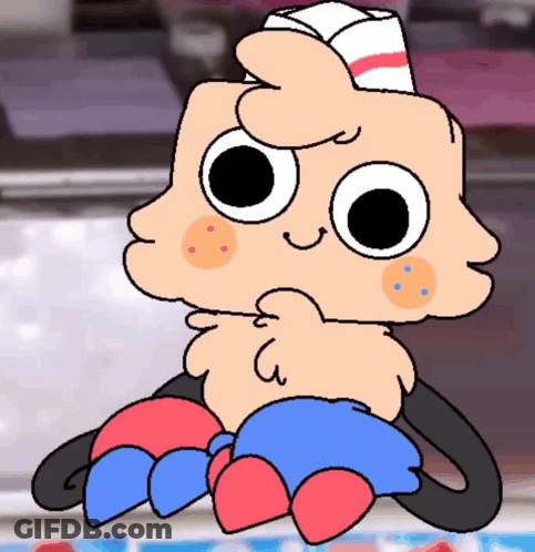 Cartoon Character In Red And White Striped Hat GIF