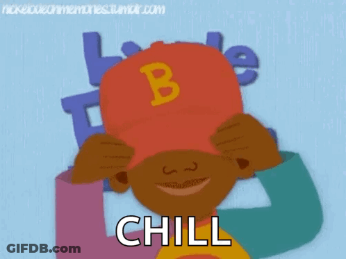 Cartoon Character In Red Baseball Cap With B And Chill GIF