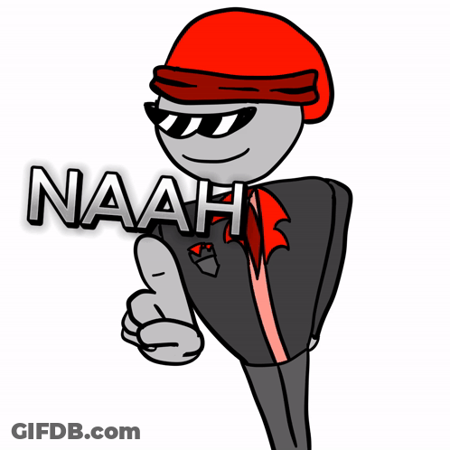 Cartoon Character In Red Hat And Sunglasses Pointing Naah GIF