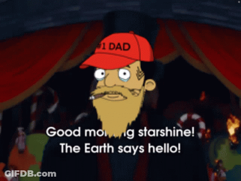 Cartoon Character In Red Hat Says # 1 Dad GIF