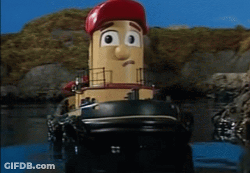 Cartoon Character In Red Hat Standing In Water GIF