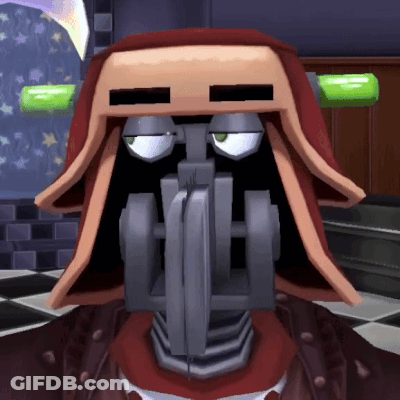 Cartoon Character In Red Hood Looking At Camera GIF