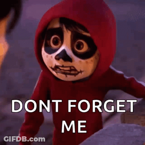 Cartoon Character In Red Hoodie Says Don't Forget Me GIF