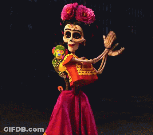 Cartoon Character In Red Hoodie With Skeleton Makeup GIF