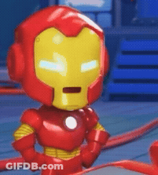Cartoon Character In Red Iron Man Suit GIF