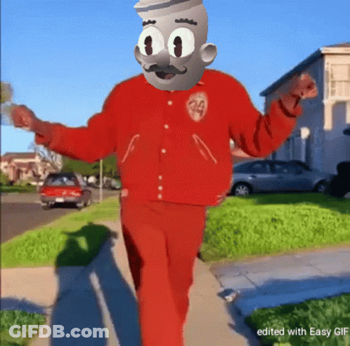 Cartoon Character In Red Jacket Number 24 Walking GIF
