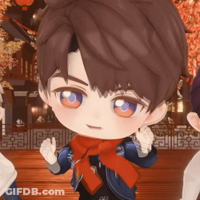 Cartoon Character In Red Scarf And Blue Jacket GIF