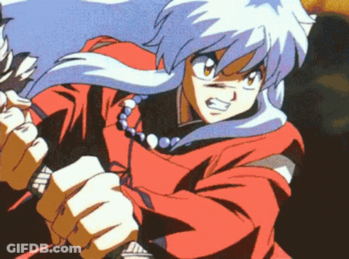 Cartoon Character In Red Shirt Holding Sword GIF