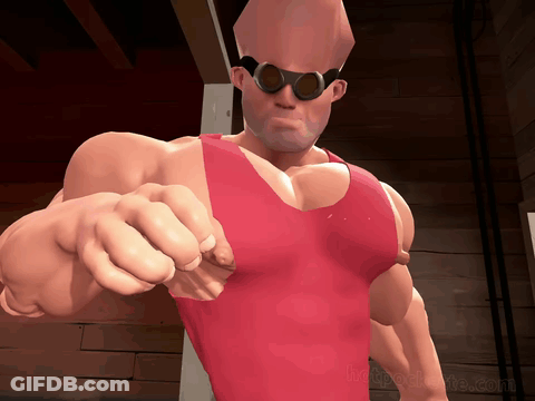 Cartoon Character In Red Tank Top Pointing GIF