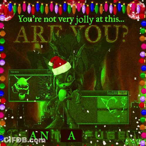 Cartoon Character In Santa Hat Saying Youre Not Very Jolly GIF