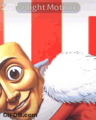 Cartoon Character In Santa Hat Smiling Alight Motion GIF