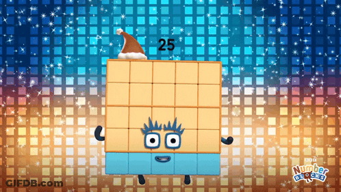 Cartoon Character In Santa Hat With 25 GIF
