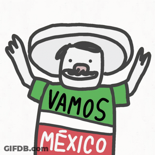 Cartoon Character In Sombrero And Vamos Mexico Shirt GIF