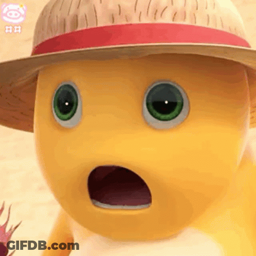 Cartoon Character In Straw Hat Surprised GIF