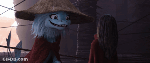 Cartoon Character In Straw Hat Talking To Girl GIF