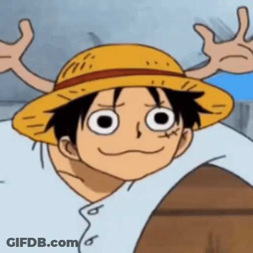 Cartoon Character In Straw Hat With Antlers GIF