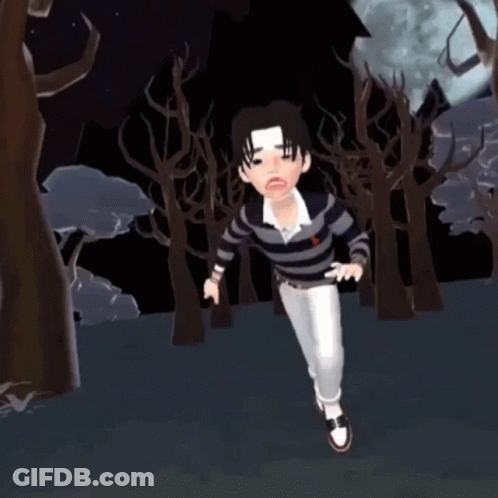 Cartoon Character In Striped Shirt Standing In Forest GIF