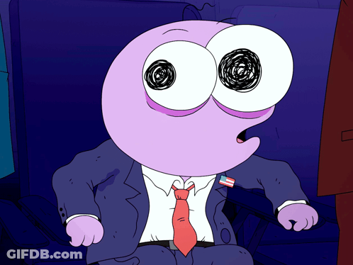 Cartoon Character In Suit And Tie With American Flag Badge GIF